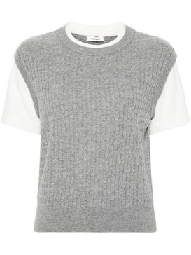 layered cable-knit vest T-shirt