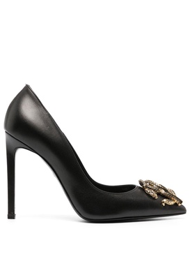 Mirror Snake leather pumps