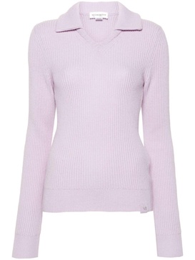 polo-collar ribbed jumper