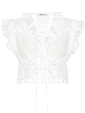 broderie-anglaise cropped blouse