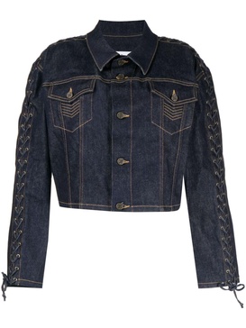 lace-up cropped denim jacket