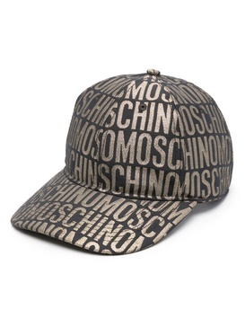 metallic logo-print cap