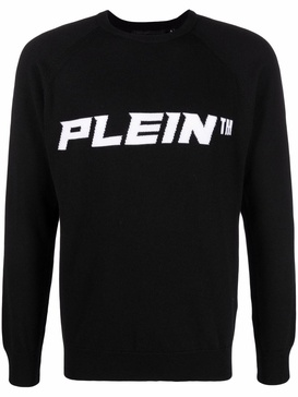 logo-print crew neck jumper