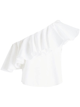 one-shoulder ruffle-trim blouse 