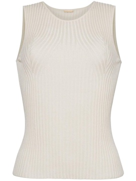 perforated-embellished ribbed-knit top