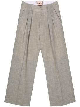 mélange-effect straight trousers