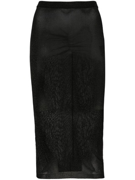 lurex ruched midi skirt