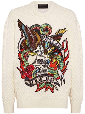 Tattoo graphic-print jumper