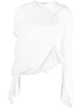 draped asymmetric cotton blouse