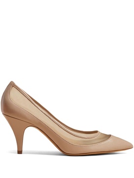 The River 75mm mesh-panel leather pumps