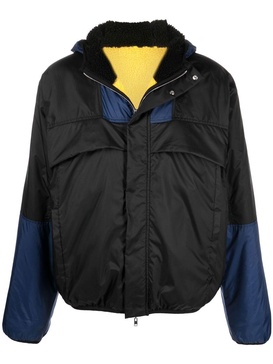 hooded colour-block panel jacket