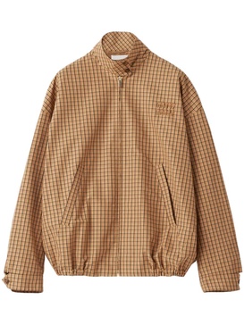 Check-pattern blouson jacket