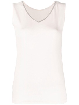 bead-embellished V-neck tank top