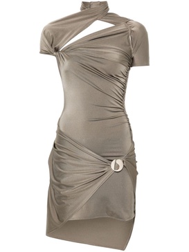 asymmetric draped minidress