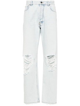 Burted distressed straight jeans