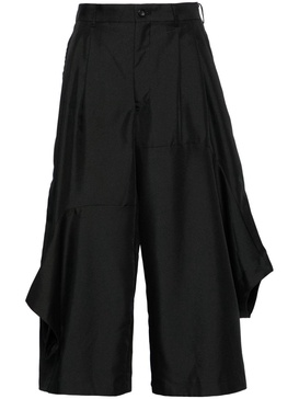 pleated twill cropped trousers 