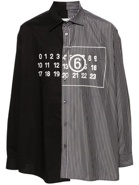 Spliced numbers-motif cotton shirt 