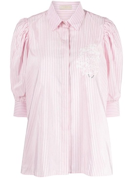 logo-embroidered pinstripe shirt