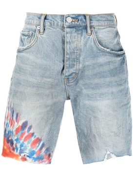 tie-dye print denim shorts