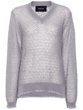 Tinsel pointelle-knit jumper