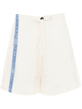 logo-tape wide-leg shorts