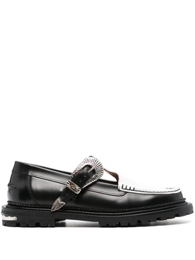 buckle-fastening leather loafers