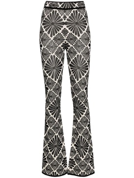 floral-embroidered flared trousers