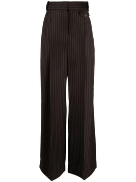 pinstripe flared wool trousers