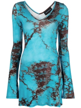 Turquoise Stone-print minidress