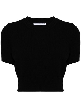 logo-embossed knitted top