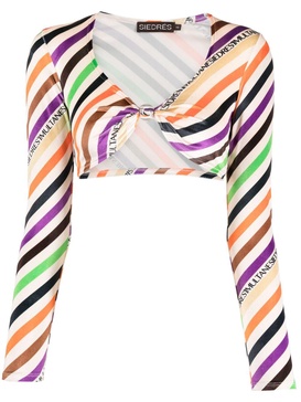 Logan striped twist-front crop top