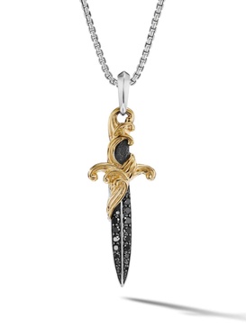 18kt yellow gold Waves Dagger diamond pendant