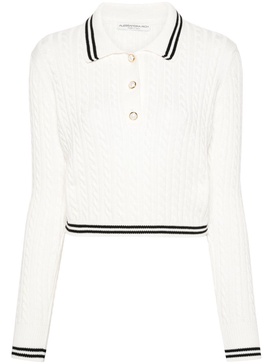 cable-knit polo jumper