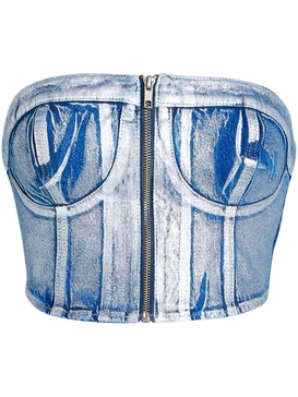 KLJ applique denim bustier top