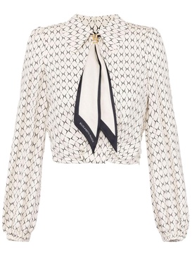 diamond-print cropped blouse