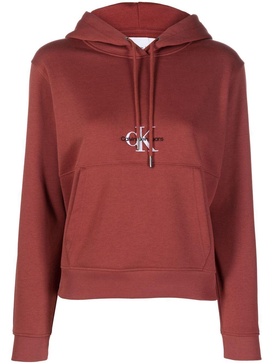 chest-logo drawstring hoodie