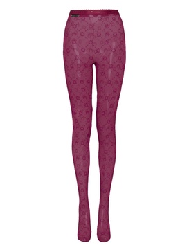 Moonogram-flocked mesh tights