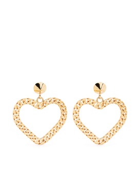 heart-shape chain-link clip-on earrings