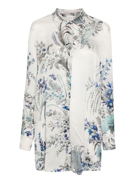 floral-print silk pyjama top