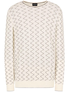 zigzag-embroidered round-neck jumper