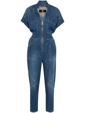 V-neck denim jumpsuit