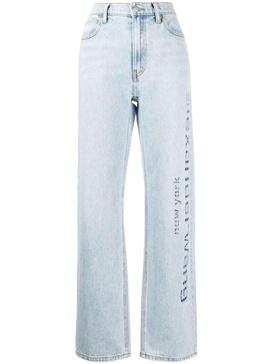 logo-perforated cotton straight jeans 