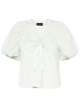 ruched puff-sleeve blouse