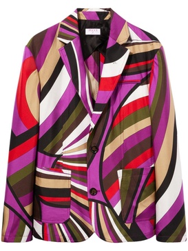 abstract-print silk blazer