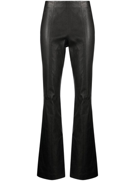 mid-rise flared leather trousers