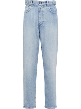 high-waisted straight-leg jeans