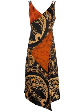 Marine Serre Printed Long Cocktail Silk Dress