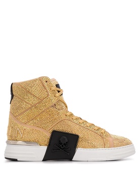 rhinestone-embellished high-top sneakers