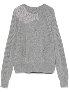 lace-embroidered sweater