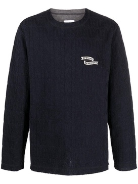 logo-embroidered cable-knit jumper